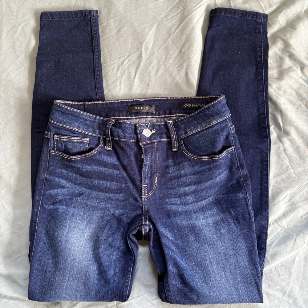 NWOT GUESS Power Skinny Low Dark Blue Jeans Sz 26